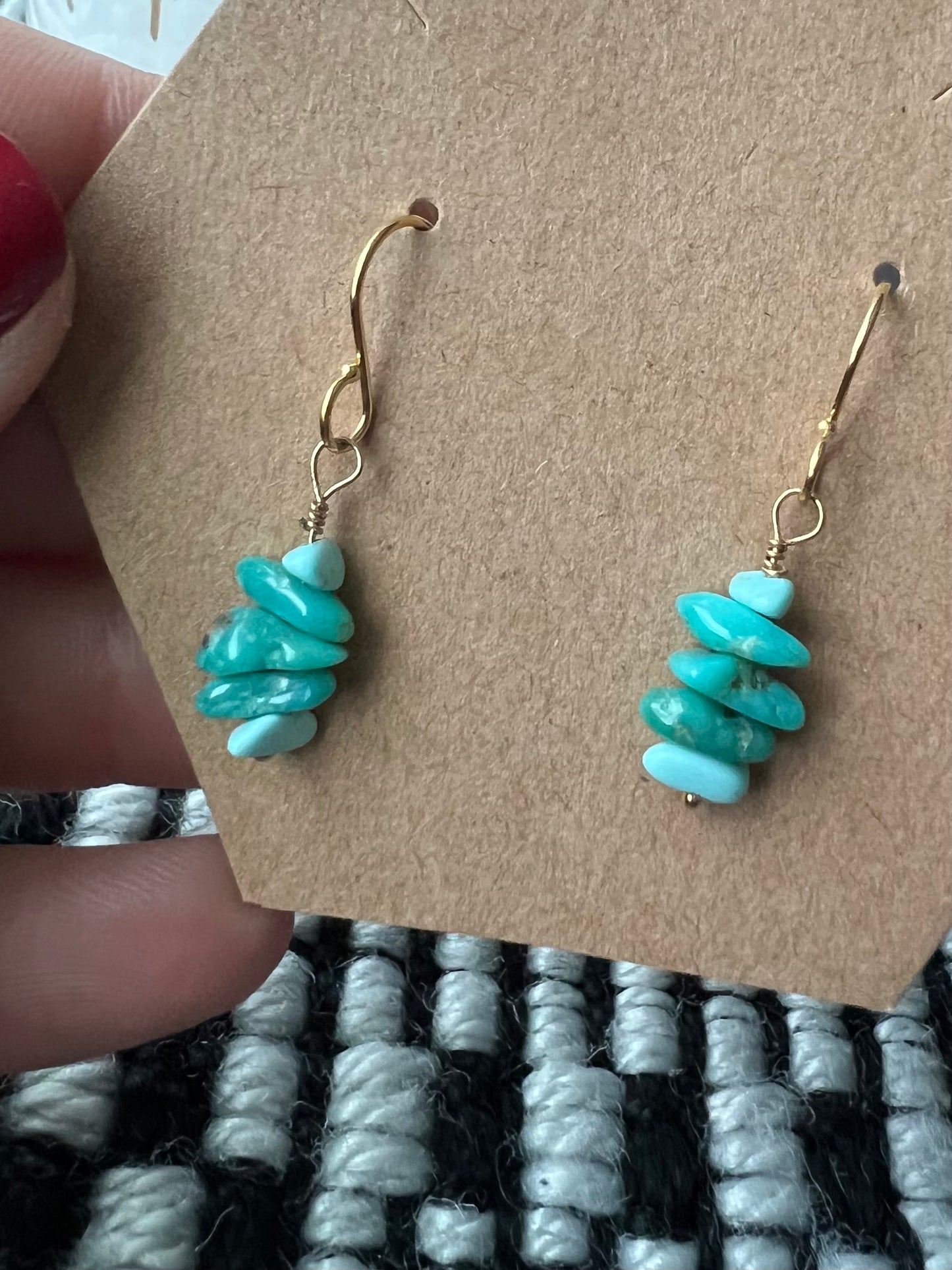 Turquoise Beaded dangles - Gold filled - 3