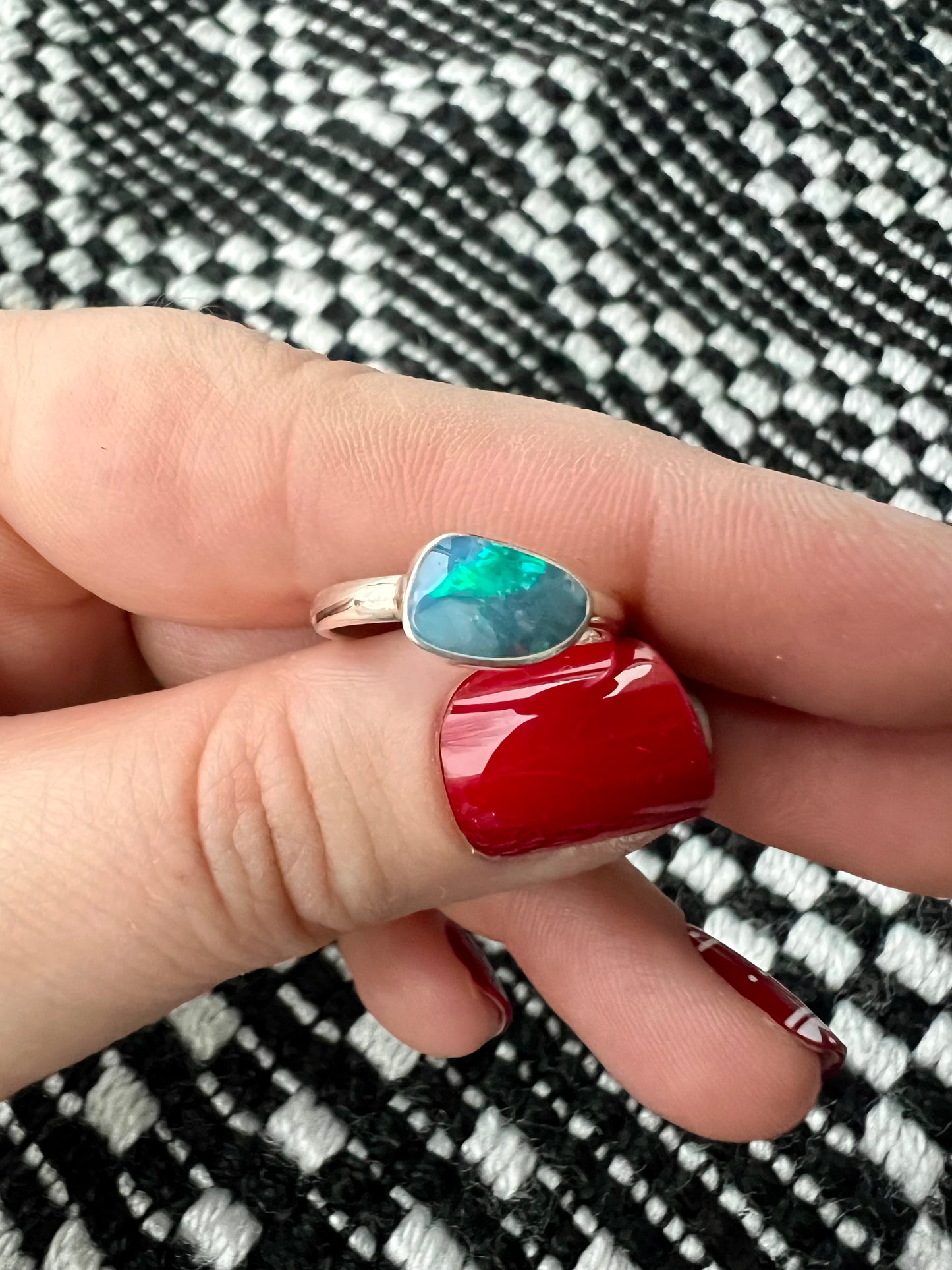 Coober Pedy opal doublet ring size 6