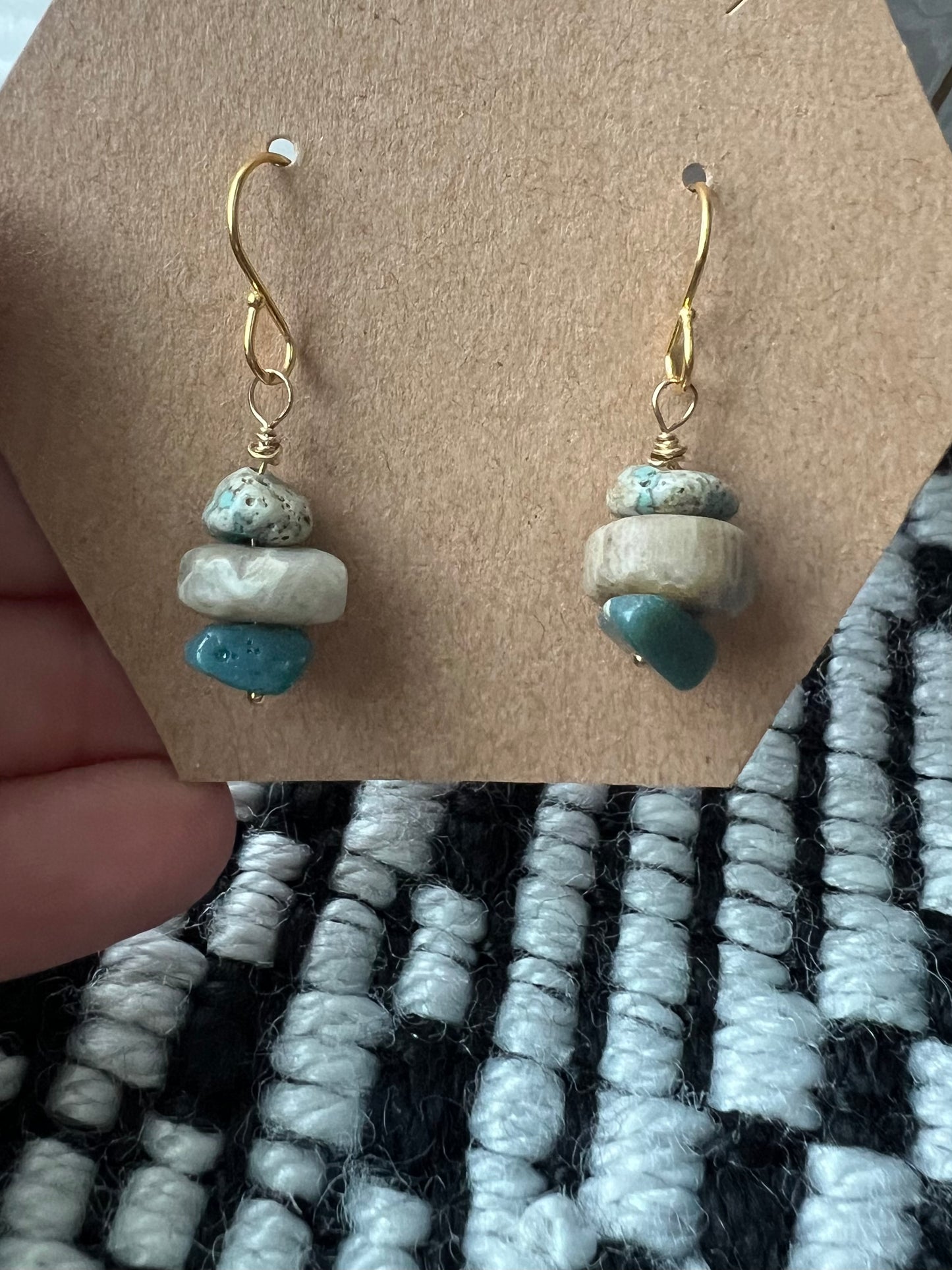 Petoskey Stone & Leland Blue dangles on 14k gold filled 1