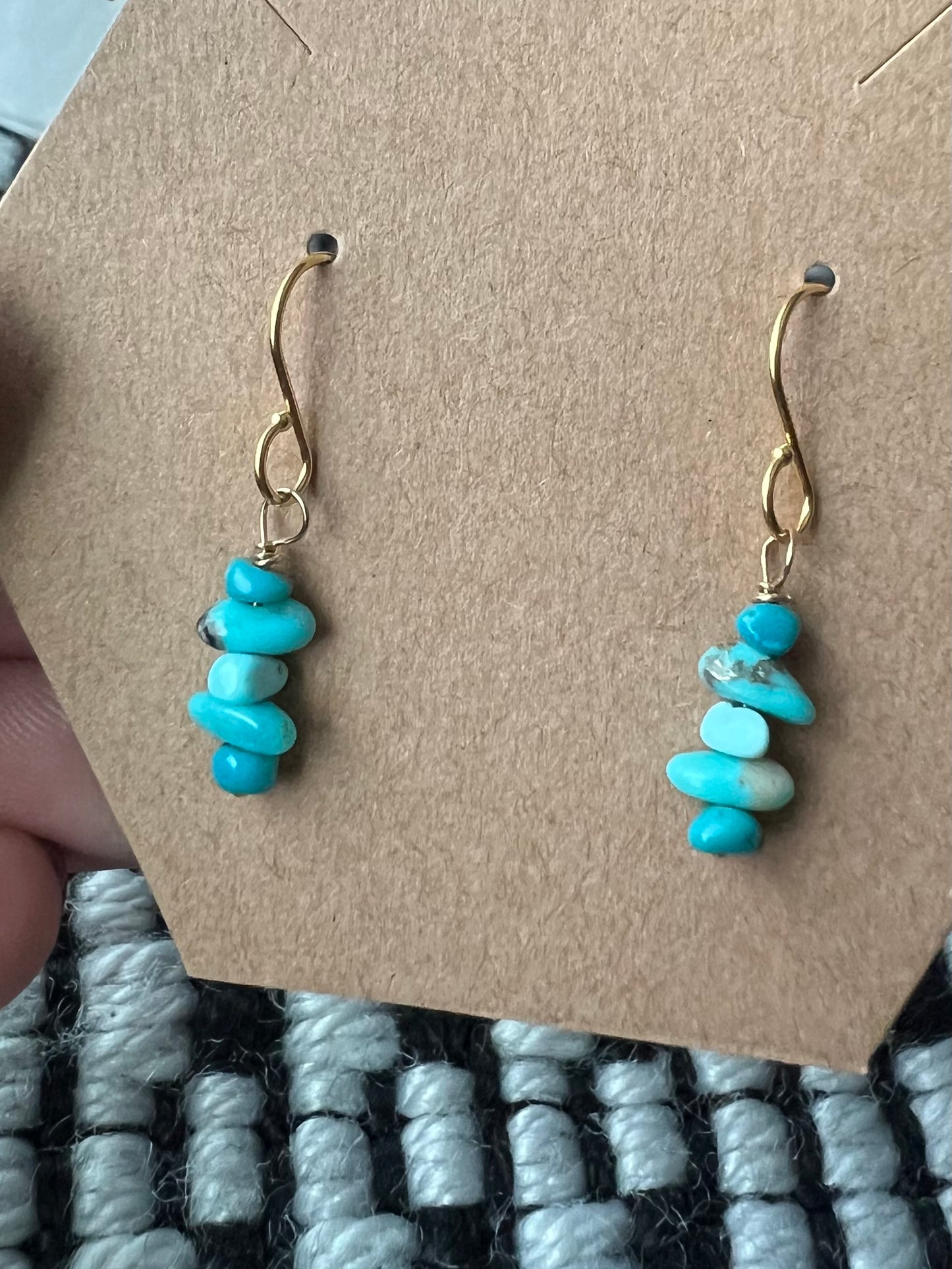Turquoise Beaded dangles - Gold filled - 2