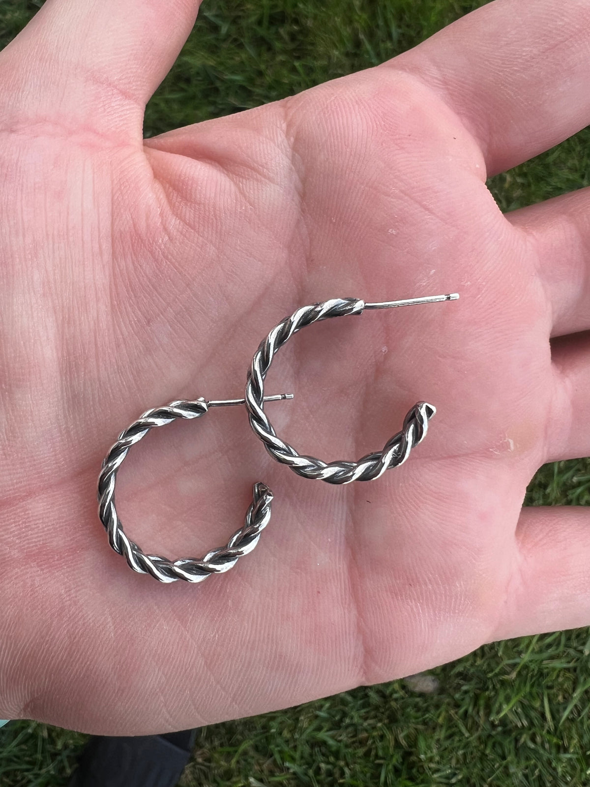 “Braided” Sterling Silver Hoops - Ready to ship - medium