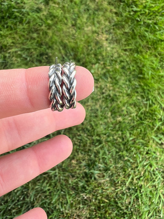 “Braided” Sterling Silver Hoops - Made to order - small