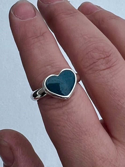 Leland blue heart ring, thick band, size 9