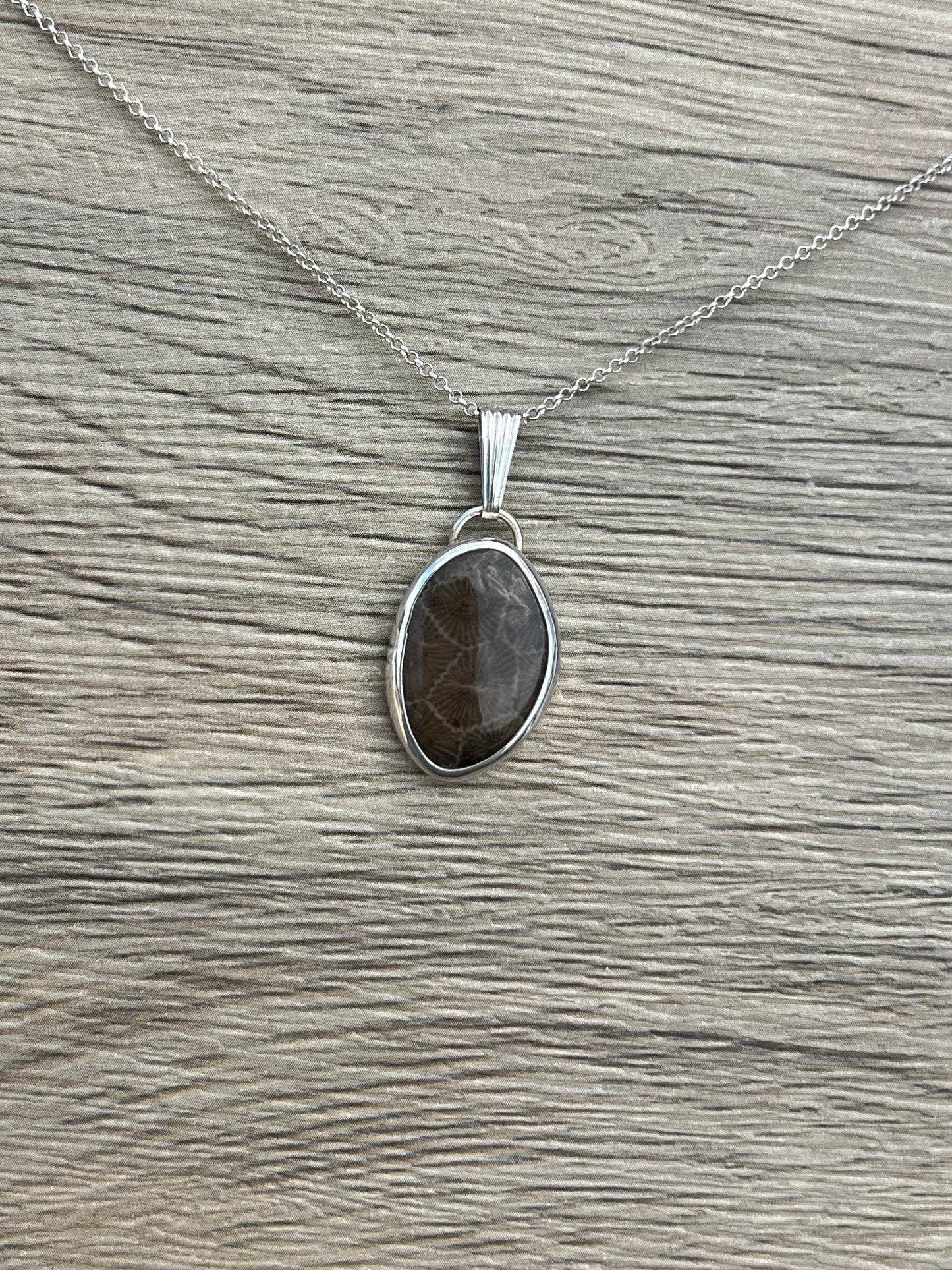 Petoskey stone necklace with chain