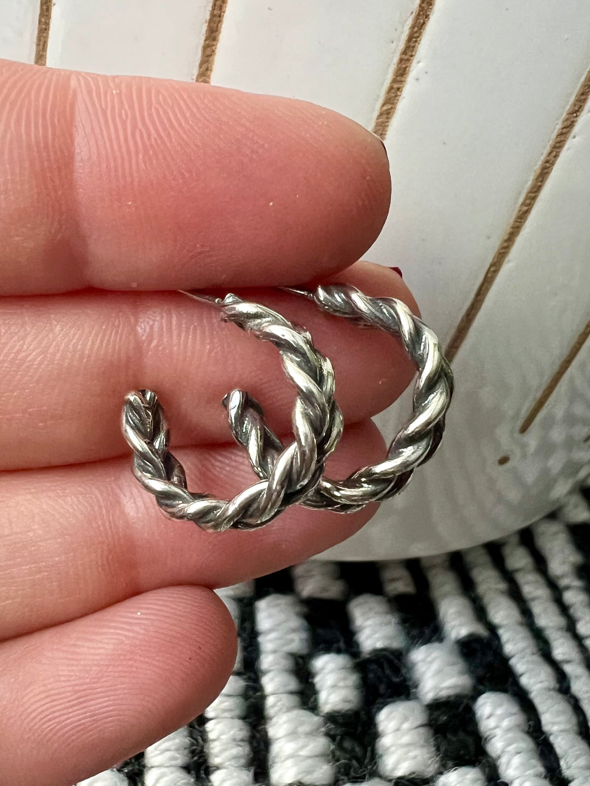 “Braided” Sterling Silver Hoops - Made to order - small