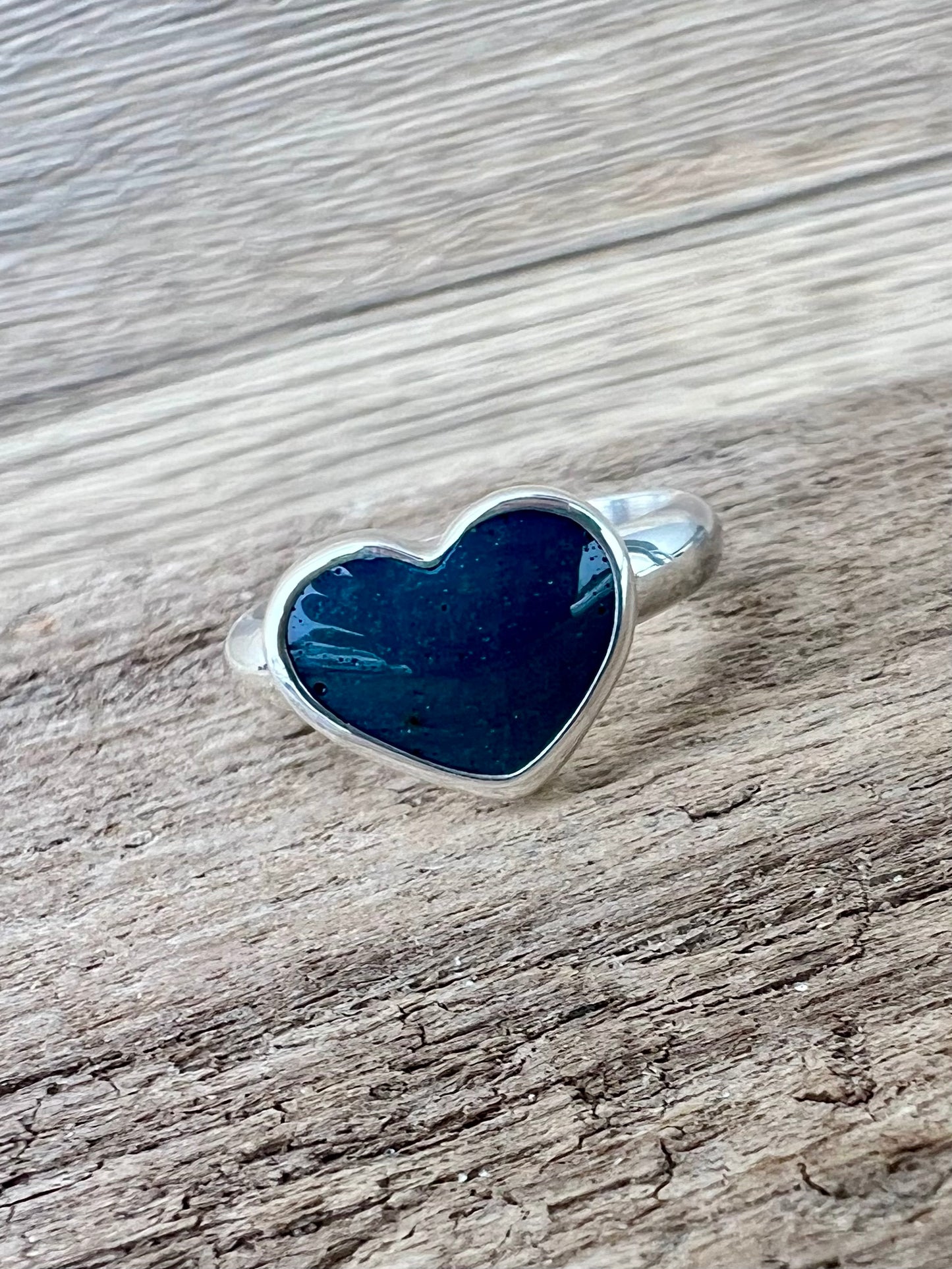 Leland blue heart ring, thick band, size 9
