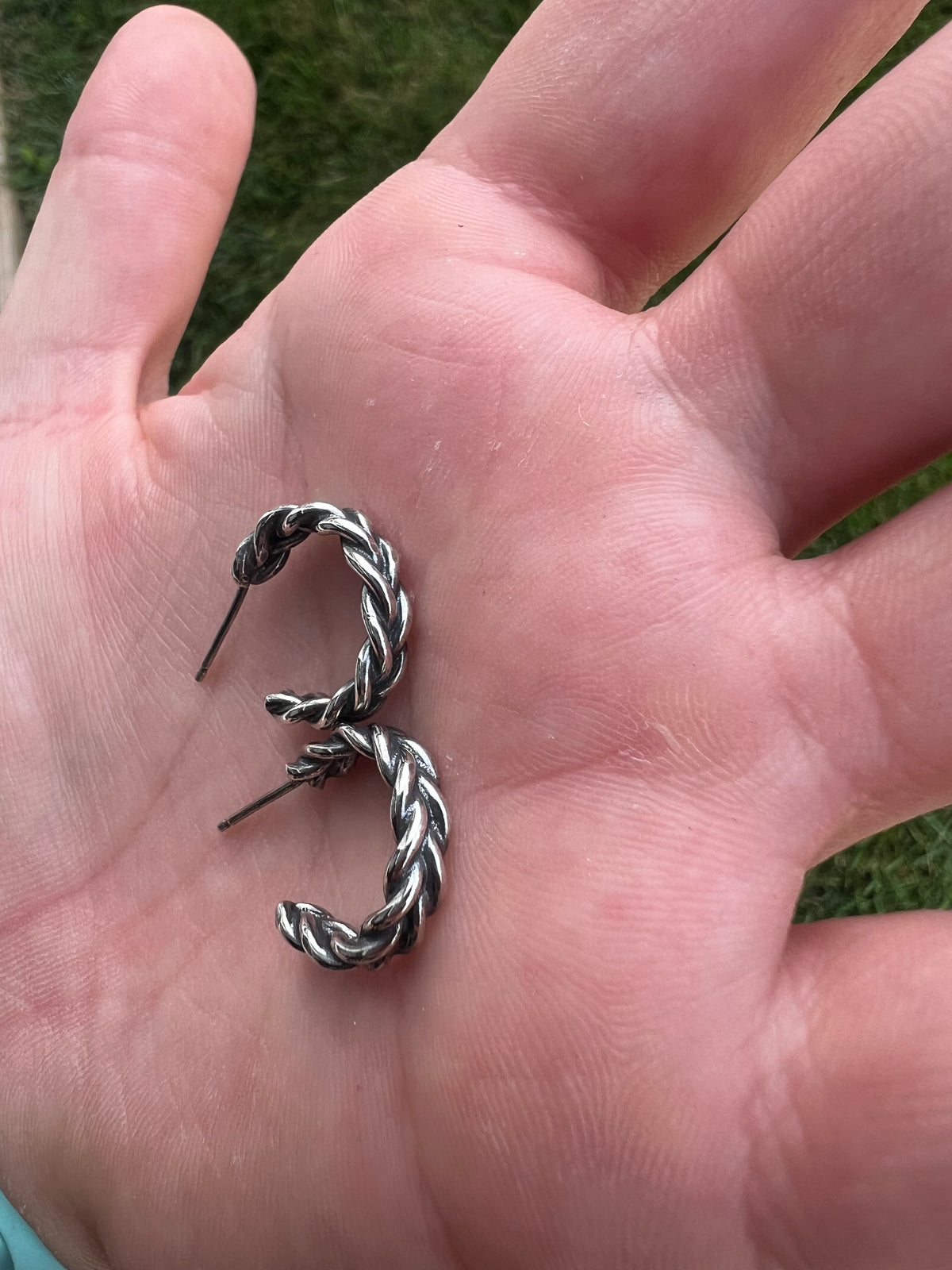 “Braided” Sterling Silver Hoops - Made to order - small