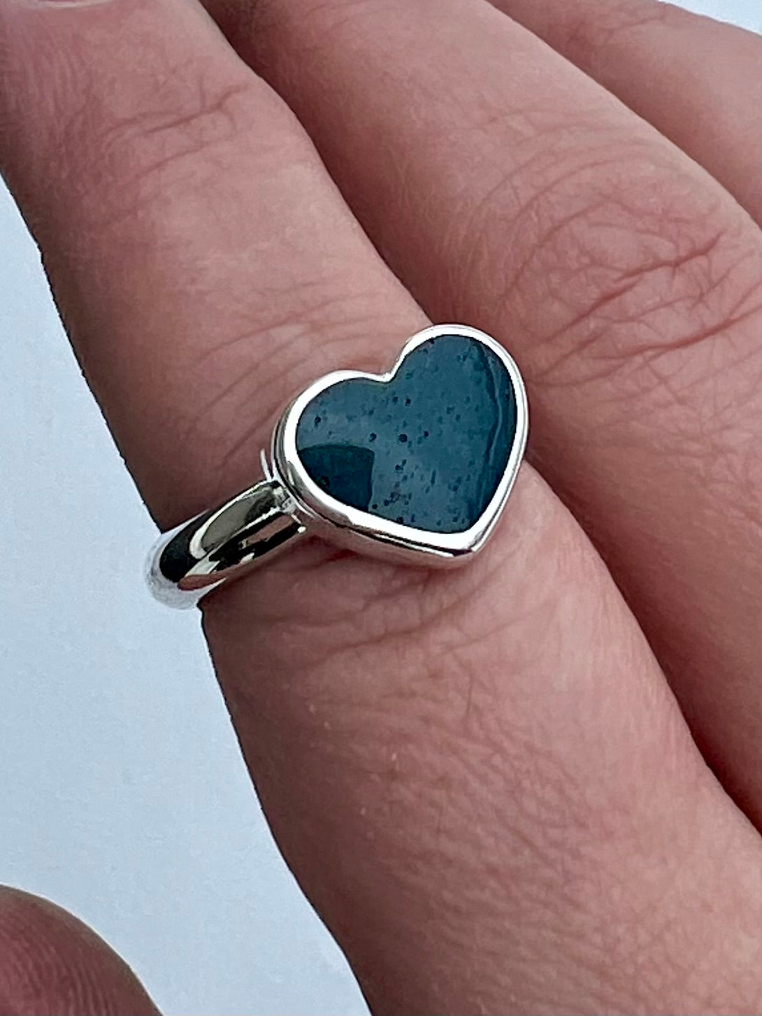 Leland blue heart ring, thick band, size 9