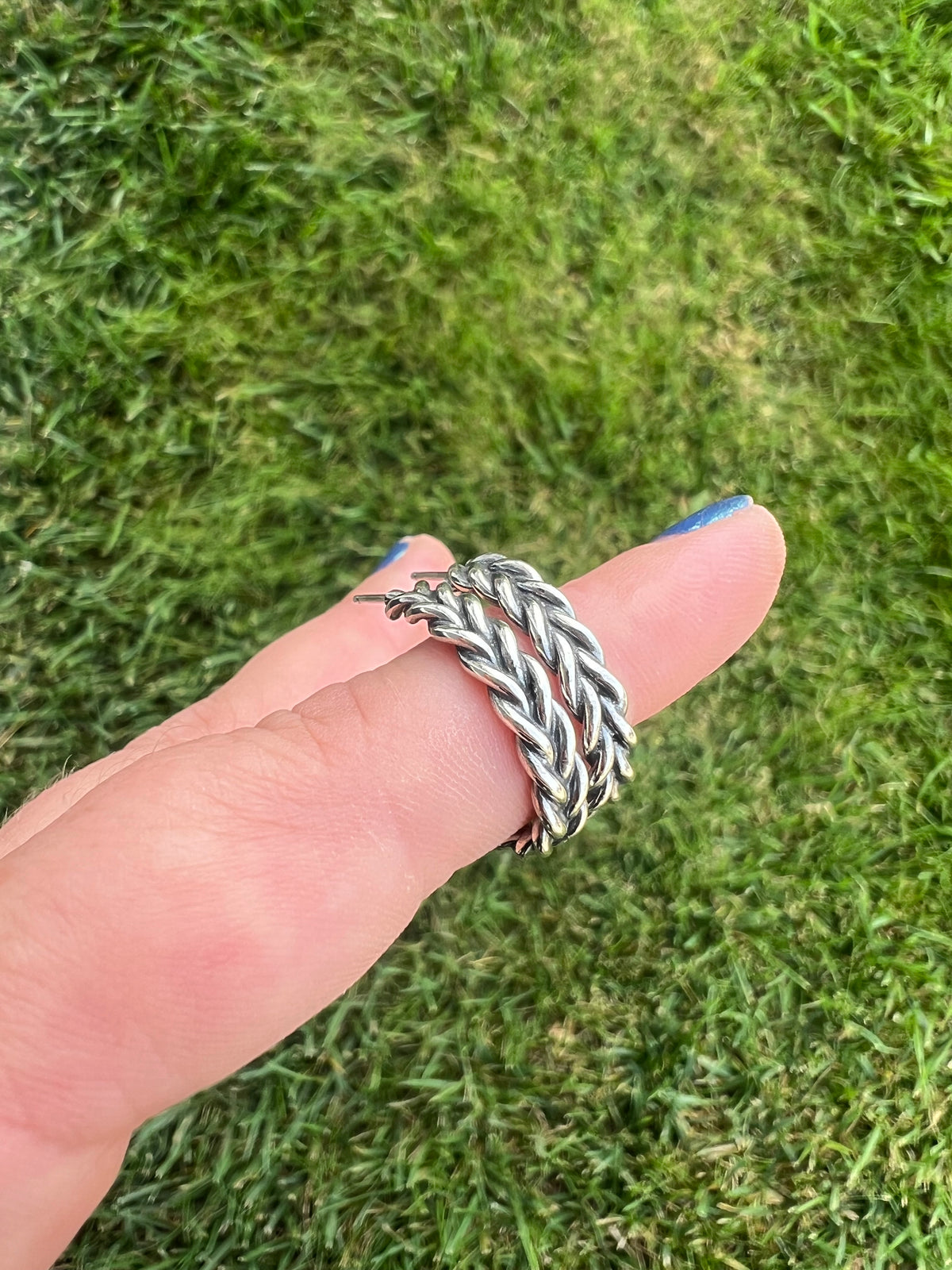 “Braided” Sterling Silver Hoops - Ready to ship - medium