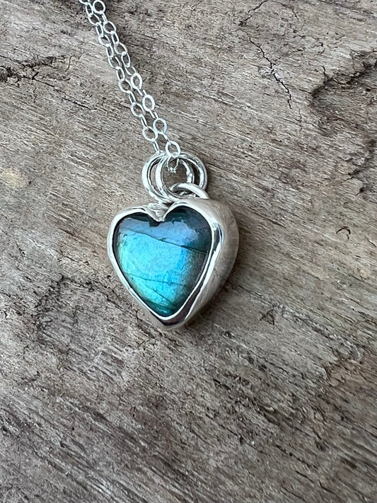 Labadorite Heart Charm