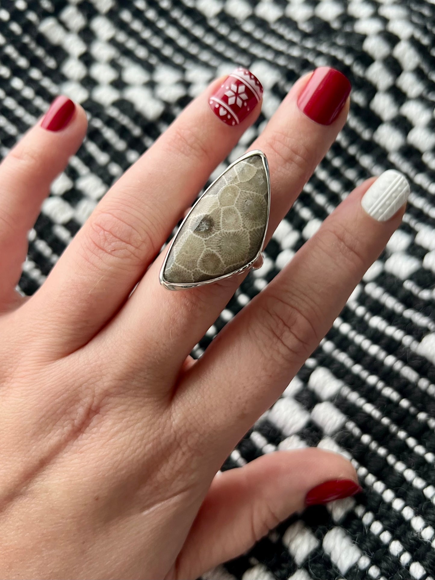 Petoskey Stone ring size 8