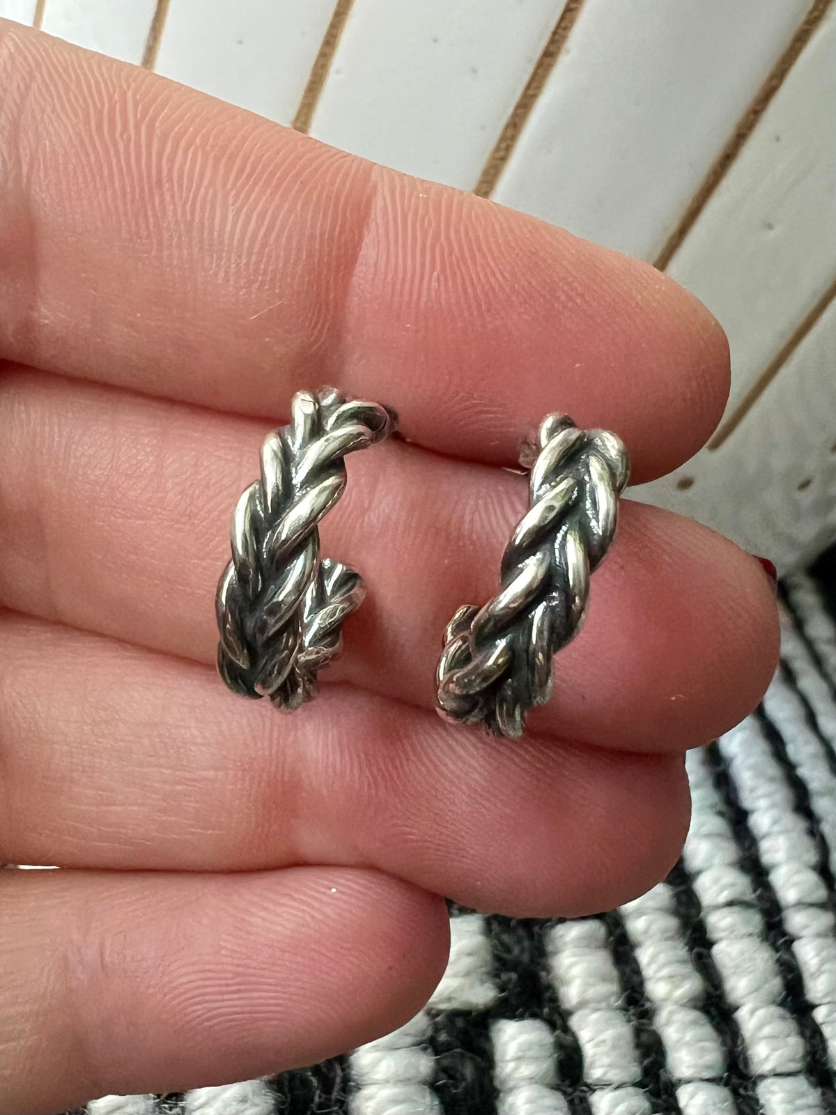 “Braided” Sterling Silver Hoops - Made to order - small