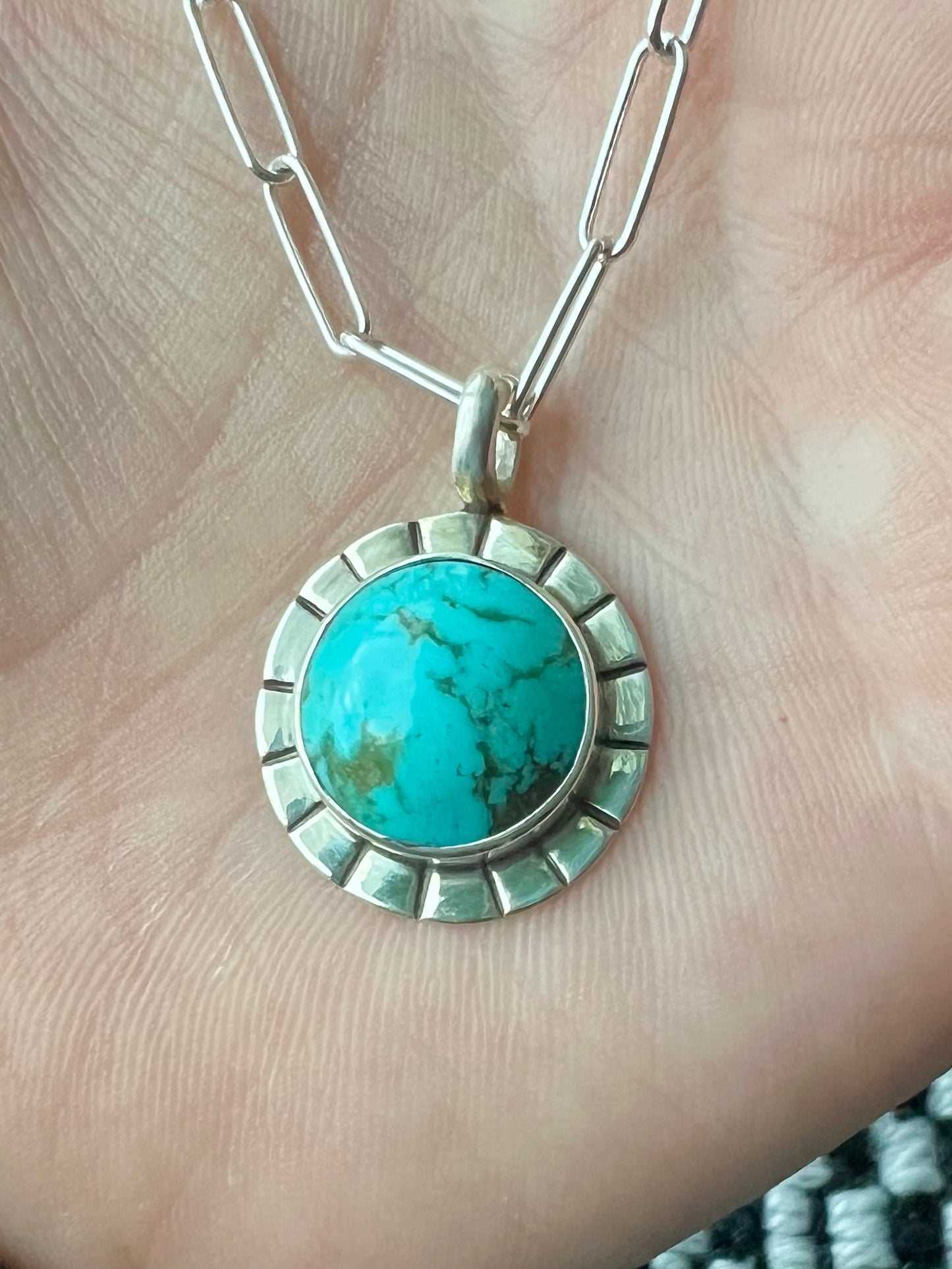 Stamped Kingman in pendant with paperclip chain