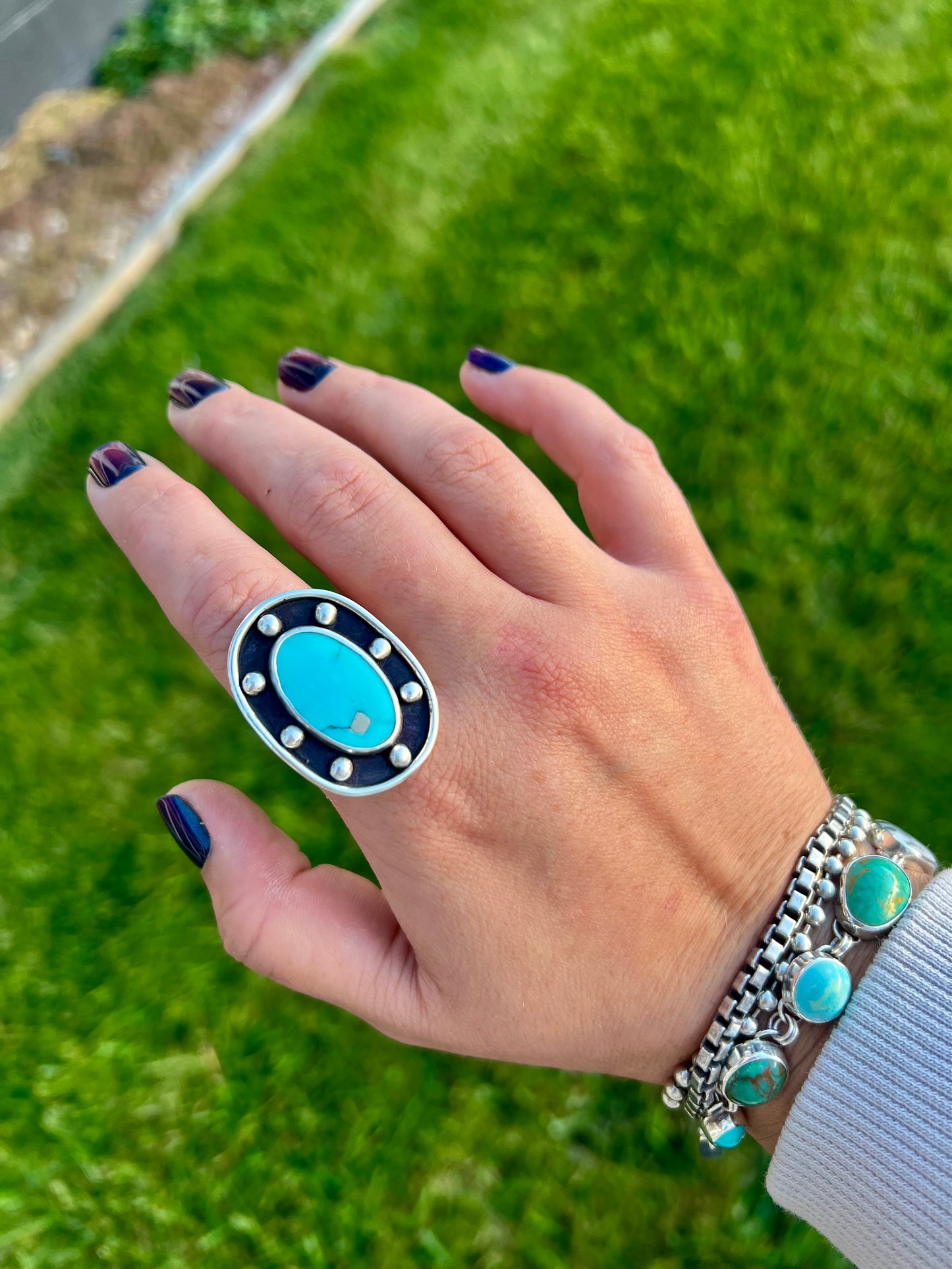 Chunky Statement Turquoise ring size 9