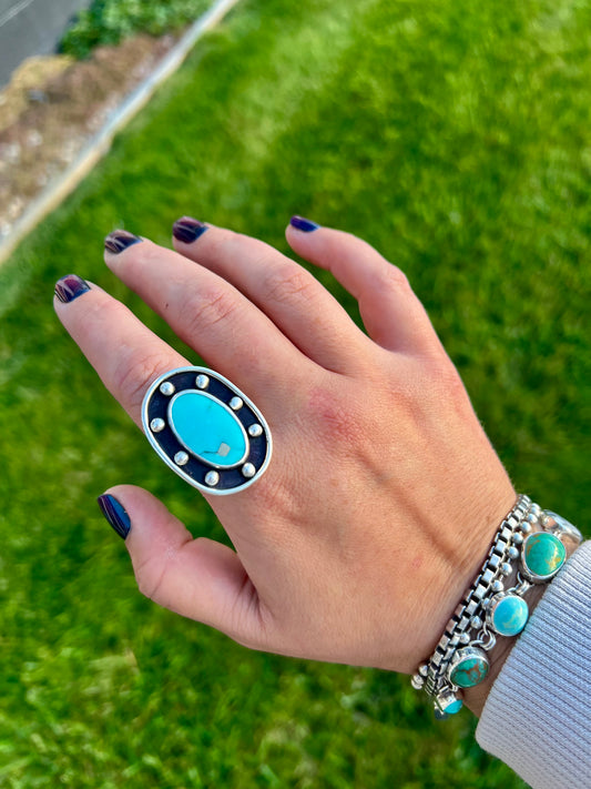 Chunky Statement Turquoise ring size 9