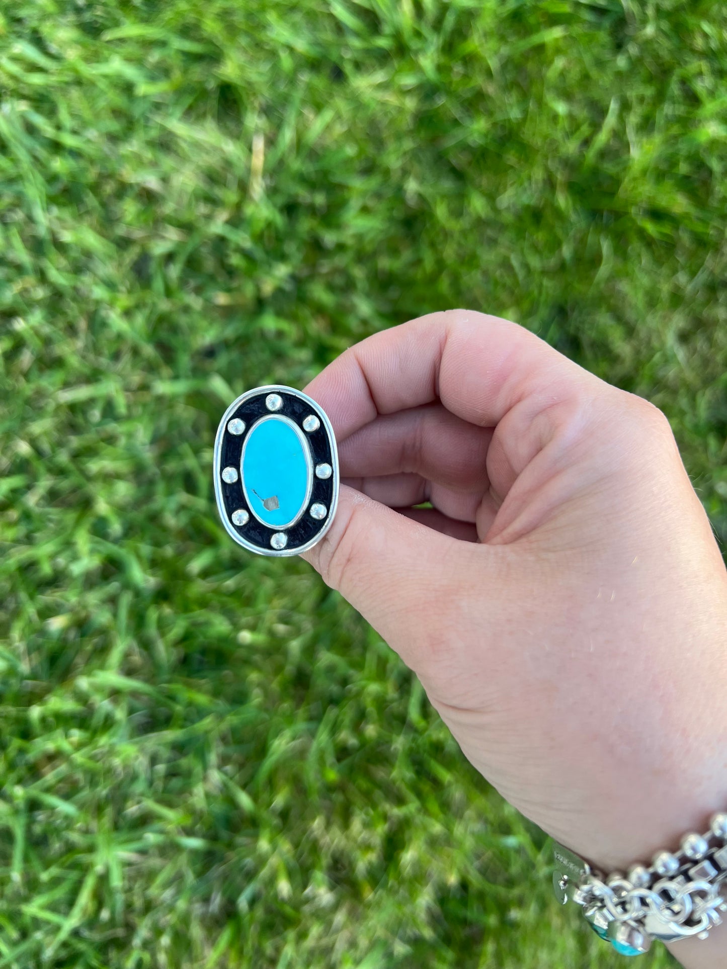 Chunky Statement Turquoise ring size 9