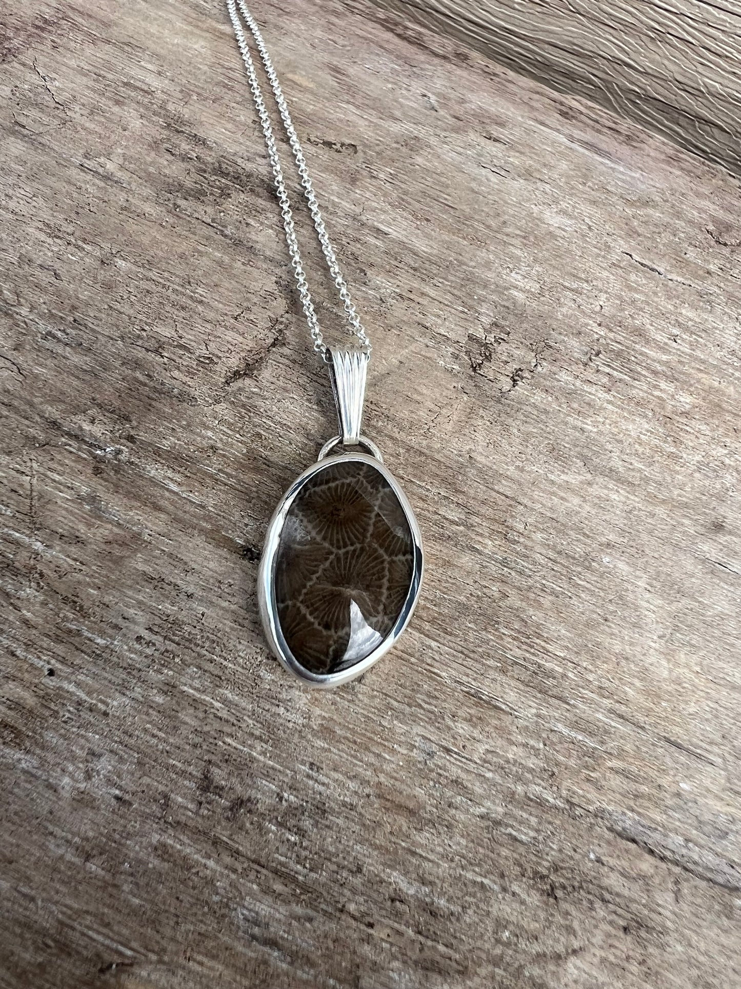 Petoskey stone necklace with chain