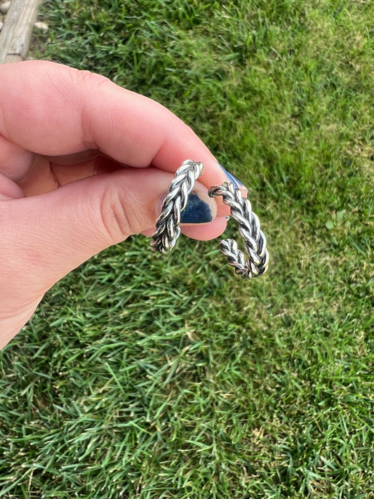 “Braided” Sterling Silver Hoops - Ready to ship - medium
