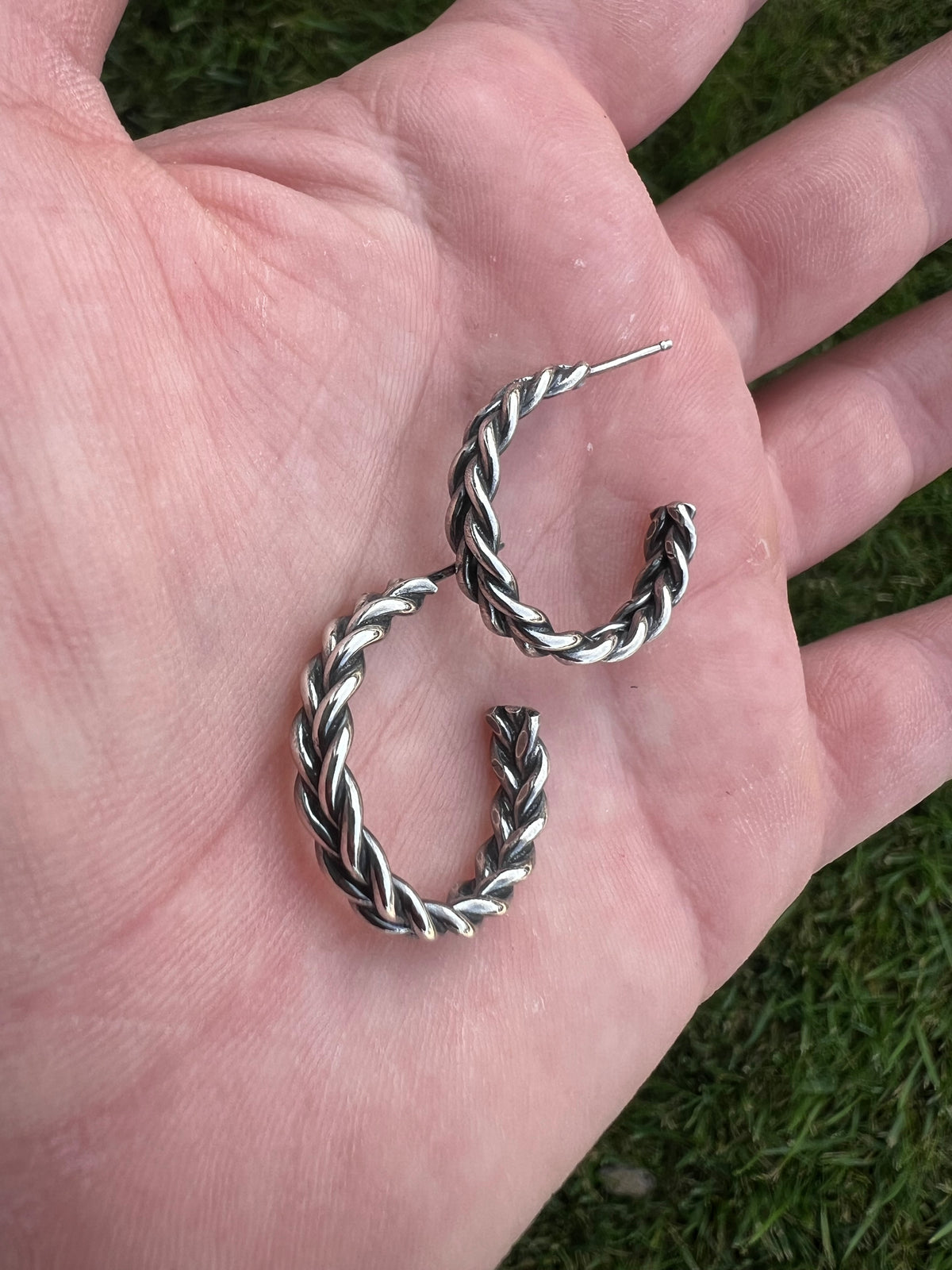 “Braided” Sterling Silver Hoops - Ready to ship - medium