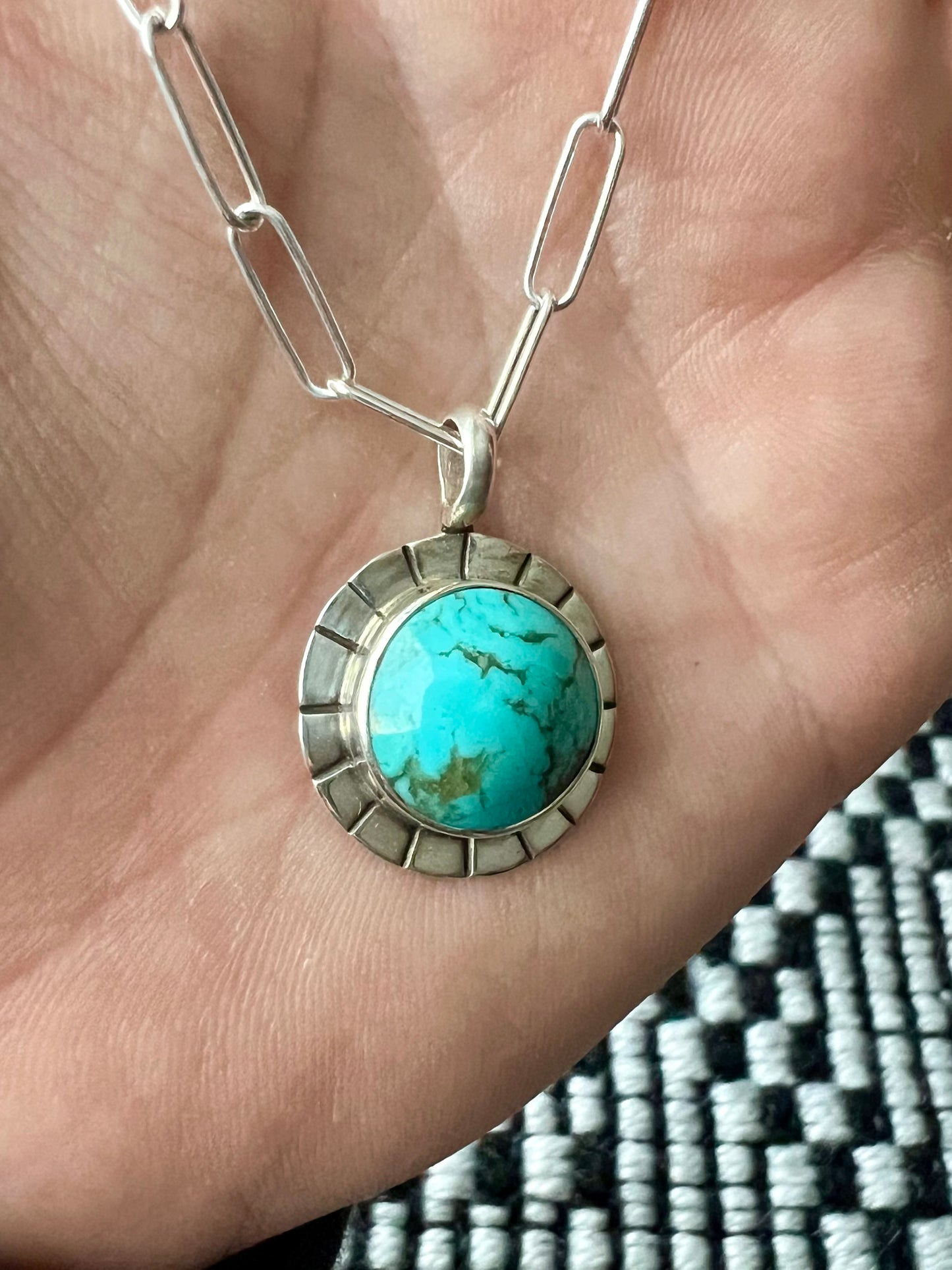 Stamped Kingman in pendant with paperclip chain