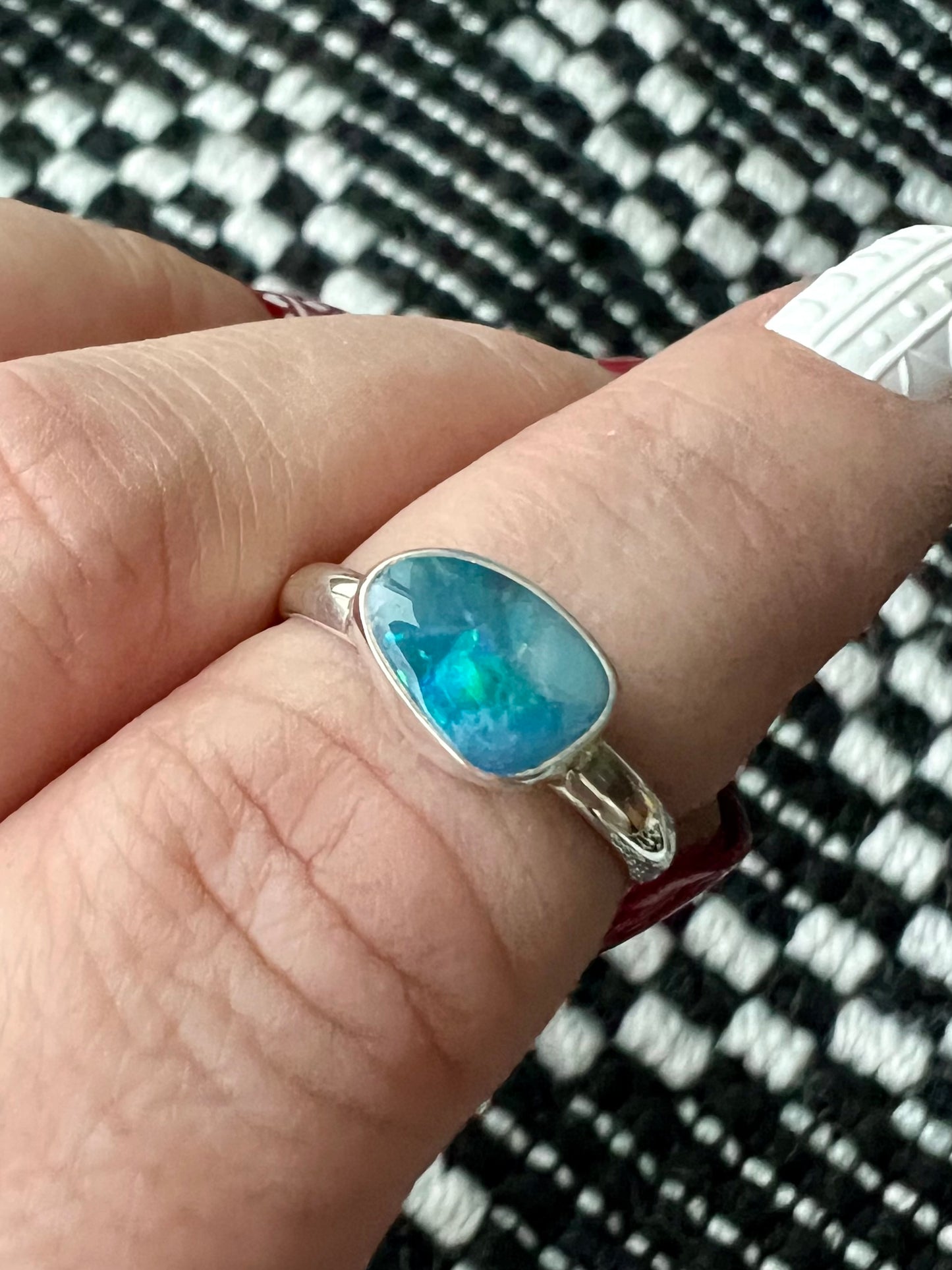 Coober Pedy opal doublet ring size 6