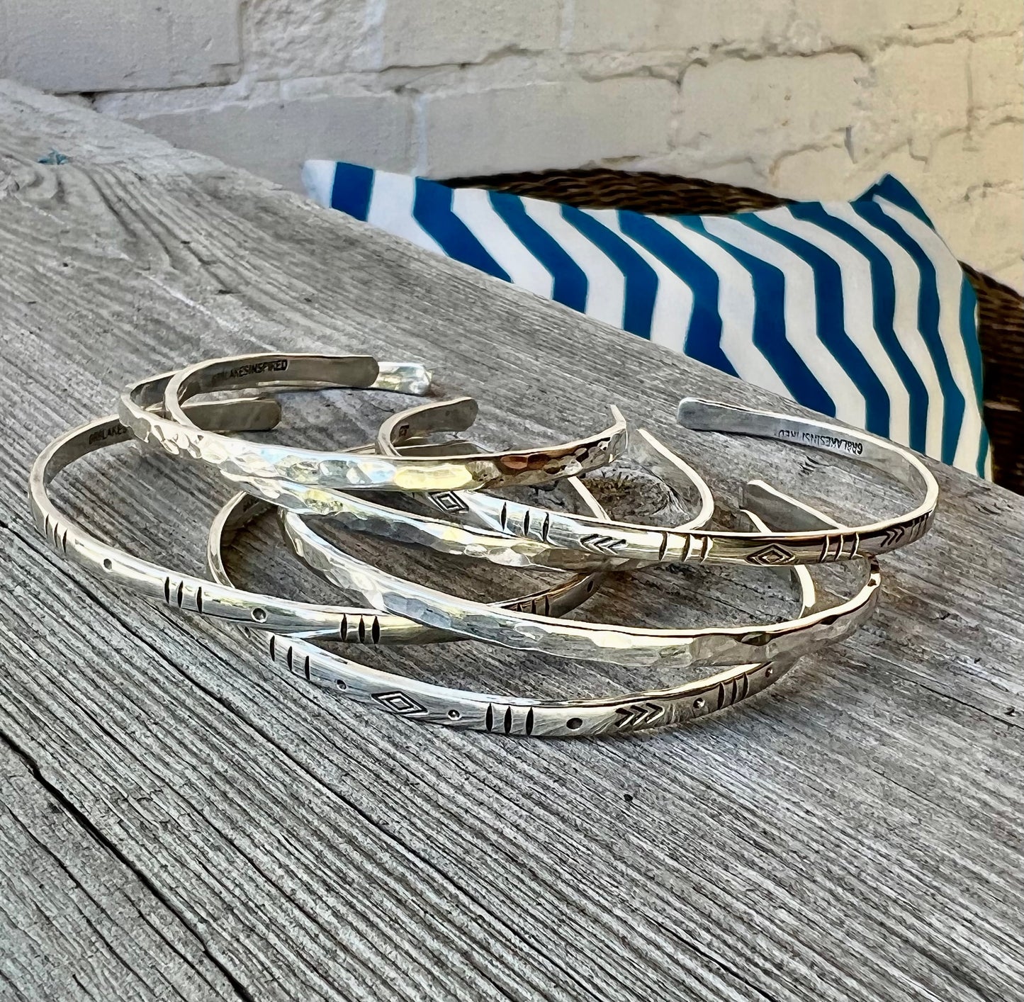 Sterling Silver Stamped Cuff - Made to order