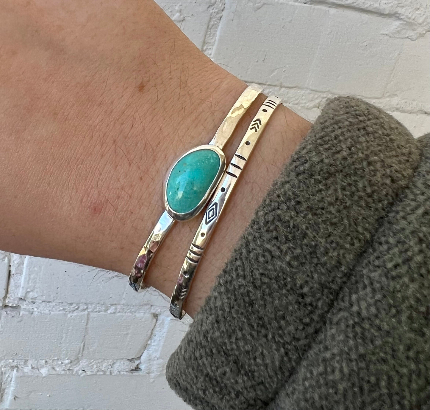 Sterling Silver Stamped Cuff - Made to order